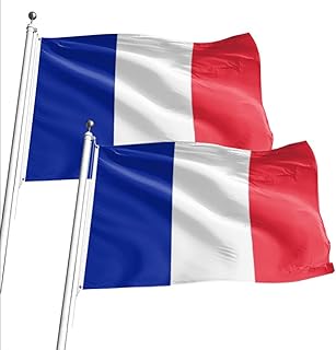 2 Pack France Flags French Flags,3×5FT Large Garden Decor with Brass Grommets,Durable Polyester Bright Vivid Color UV Fade-Resistant Printed,Lightweight French Pride Flag for Outdoor&Indoor Decor