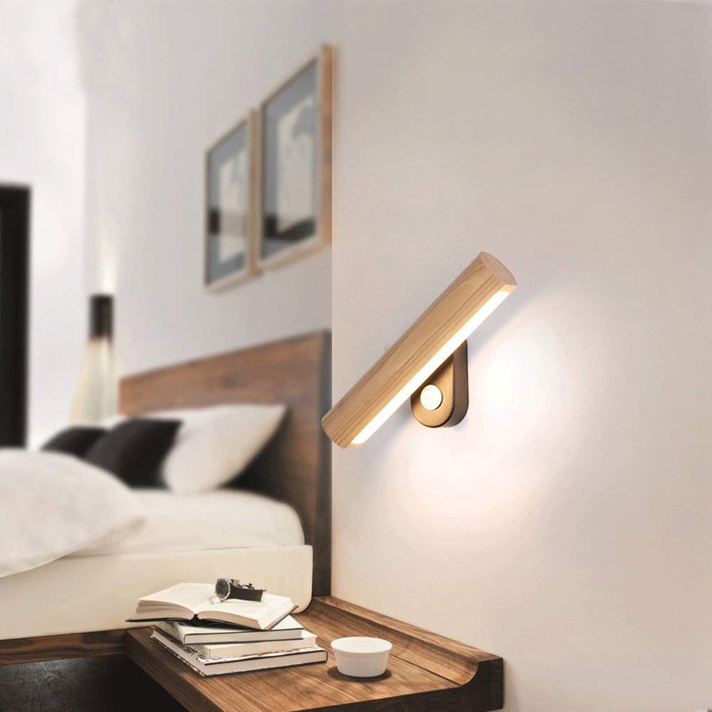 6W LED de pared de madera clara, modernos Luz a la pared interior blanco caliente 3000K, Diseño de ángulo ajustable de la viga de madera Lámpara de pared for el dormitorio / sala de estar / Corredor [