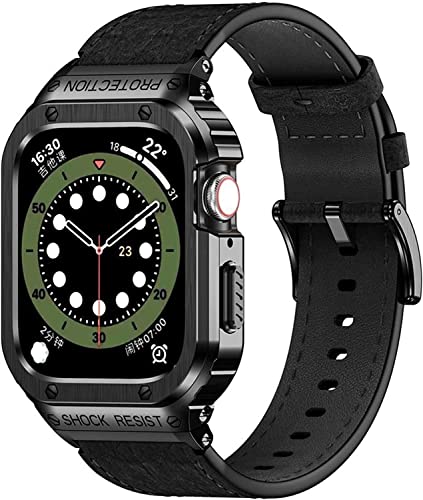 Boîtier acier inoxydable iWatch Series SE 6 5 4 41mm 40mm en cuir