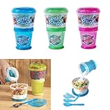 Cereal On The Go Cup EZ Freeze Gel Travel Food Storage Snack Container Keeper !!