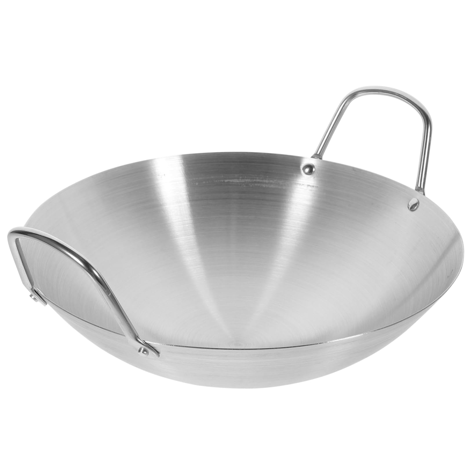 Yardwe 10 Inch Non- Stick Wok Pan Stainless Steel Stir Fry Wok Pans with Double Handle for Home Kitchen