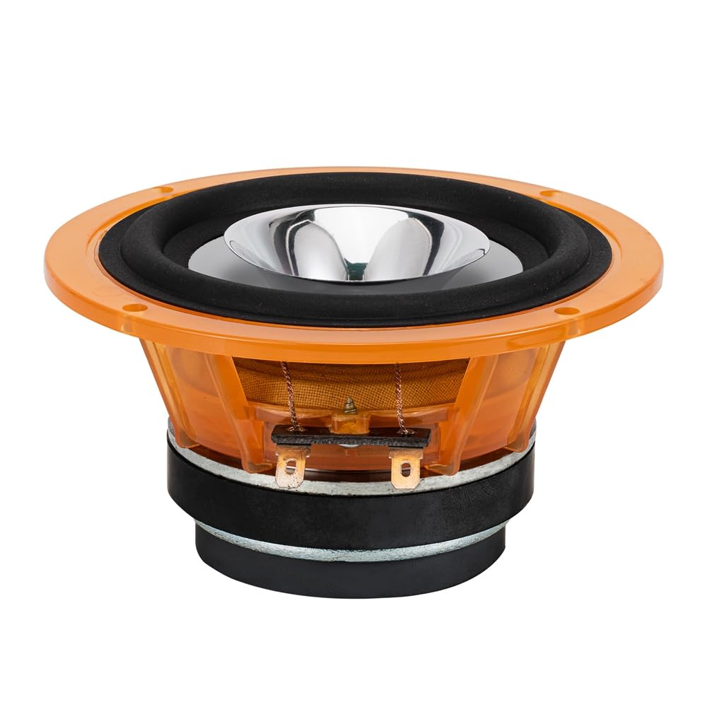 lii song 4 Inch Full Range Speaker Driver Metal Cone Unit for Desktop HiFi DIY, Al-4, Lot of 2 Units…