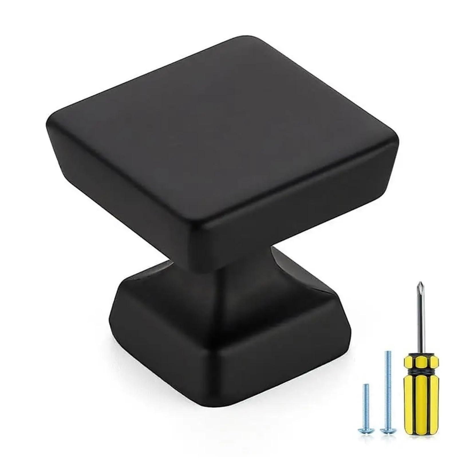 bogniga Handle Knob 40pcs Black Zinc Alloy Square Cabinet Knobs 1.2 Inch Kitchen Dresser Drawer Knobs Cabinets Bathroom Bedroom Easy Installation