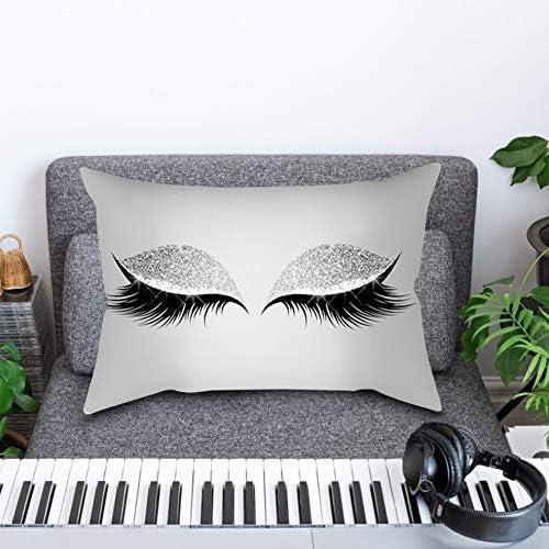 Mumusuki Home Decoration Eyelash Pattern Polyester Cushion Cover Office Car Cafe Pillow Case Sofa Bed Decor (L)