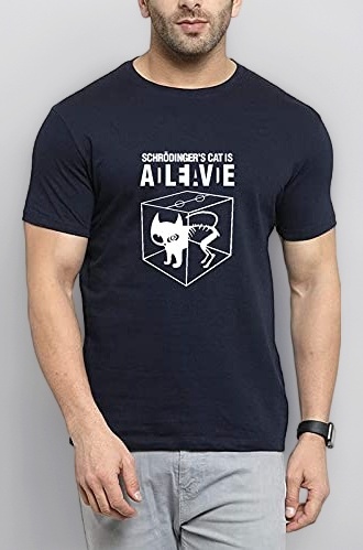 |Funny Graphic Printed Trending Quotes Tshirt for Men | Half Sleeves T-Shirt for Women |Schrodinger�S Smile cat |100% Cotton Biowash T-Shirt 180GSM for Man (Style -004)