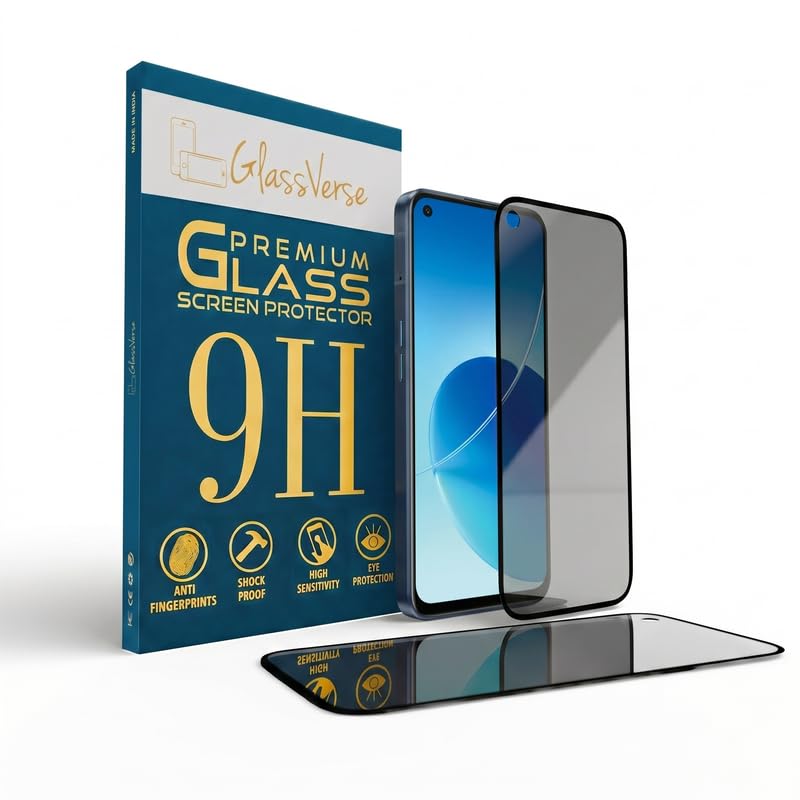 Image of GlassVerse Privacy Tempered Glass for Oppo Reno 6 5G | Anti Spy Screen Protector, 9H Hardness, Edge to Edge, Case Friendly, Hassle-less Installation Kit Included. (Pack of 2)