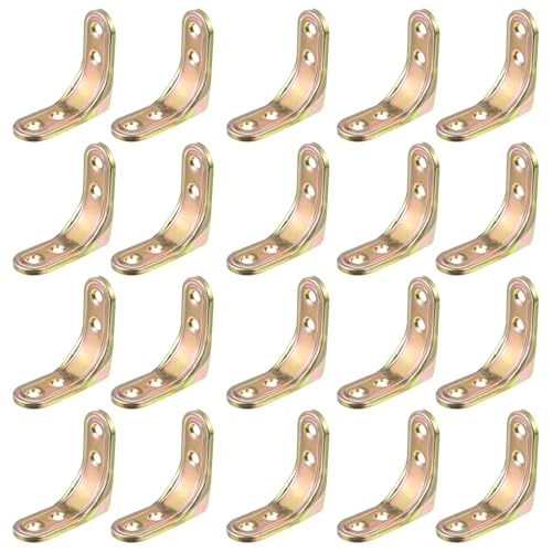 TOBBOMEY 20 Pcs Heavy Duty L Bracket Corner Braces 90 Degree Right Angle Fastener for Furniture Cabinet Shelf Support, 14 Gauge Steel, Suitable for Wood Table Chair Wardrobe Assembly