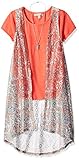 Speechless Big Girls' 2 Pc Printed Lace Vest 2pc Hi Lo Hem W/ Tee