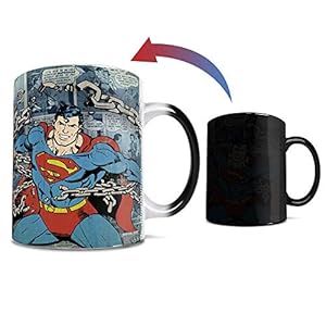 Morphing Mugs DC Comics – Superman – Retro Comic Book Logo – One 11 oz Color Changing Heat Sensitive Ceramic Mug – Image Revealed When HOT Liquid Is Added!