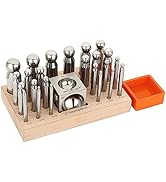 Splenor Tools Steel 2" Square Dapping Doming Block and 24 Punch Set - for Jewelry Making - Metal ...