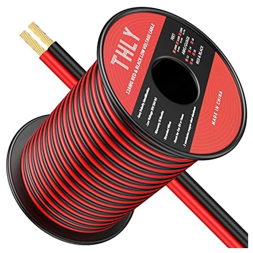 THLY 12 Gauge Wire, Power Wire Red and Black 12 AWG 2 Conductor Wire 100FT 12V/24V DC Cable LED Strips Extension Wire for Speaker Low Voltage Landscape Marine Car Speaker Wire