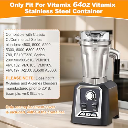 Image of Pure Realm Transparent Replacement Lid Compatible with 64-Ounce Stainless Steel Container,Not compatible with the Vitamix official stainless steel Container