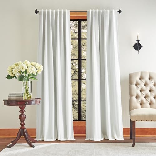 Martha Stewart Spellbound Blackout Lining Rod Pocket/Back Tab Window Curtain Panel Pair, 95', White