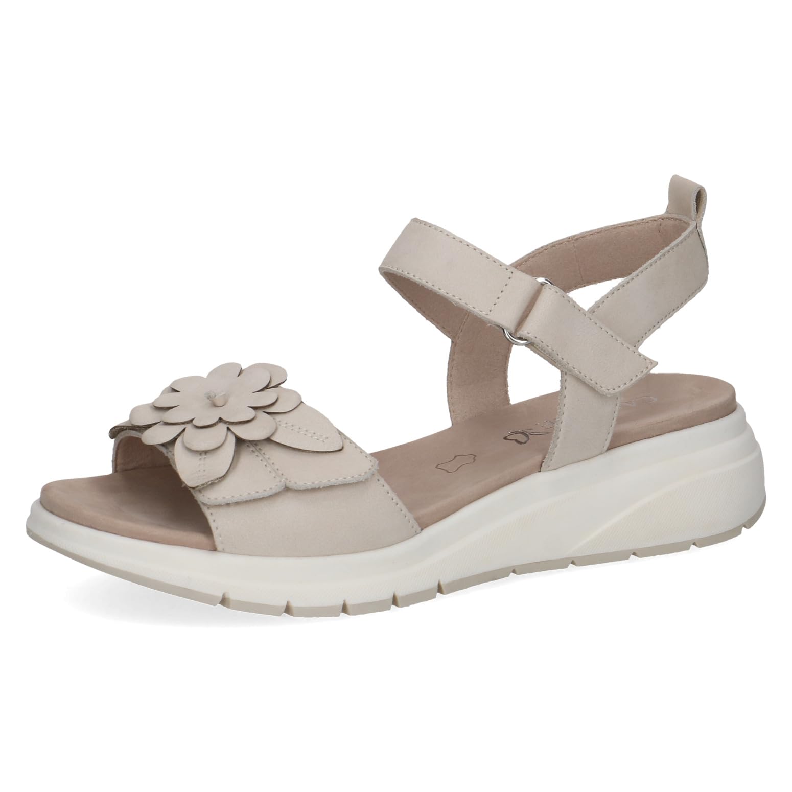 Caprice women's flat sandal in leather, White (SNOW NUBUC), 5 UK