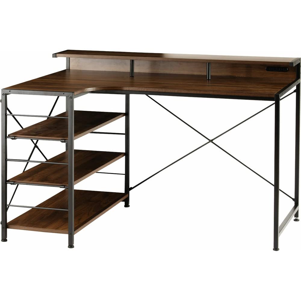 Amazon.co.jp: アイリスプラザ 机 テーブル PCデスク ラック付き