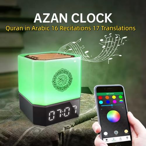 SANPRIO Quran Speaker - Control via Touch APP Remote - Quran for Kids Night Light Bluetooth Speaker,The Clear quran Speaker AZAN Speaker Full Recitations of Famous Imams and Quran Translation