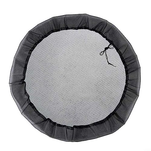 1 paquete de red de barril de lluvia de 110 cm, cubierta de malla ajustable para barril de lluvia, tapa de protección, protector de herramientas de cosecha de lluvia con cordón para