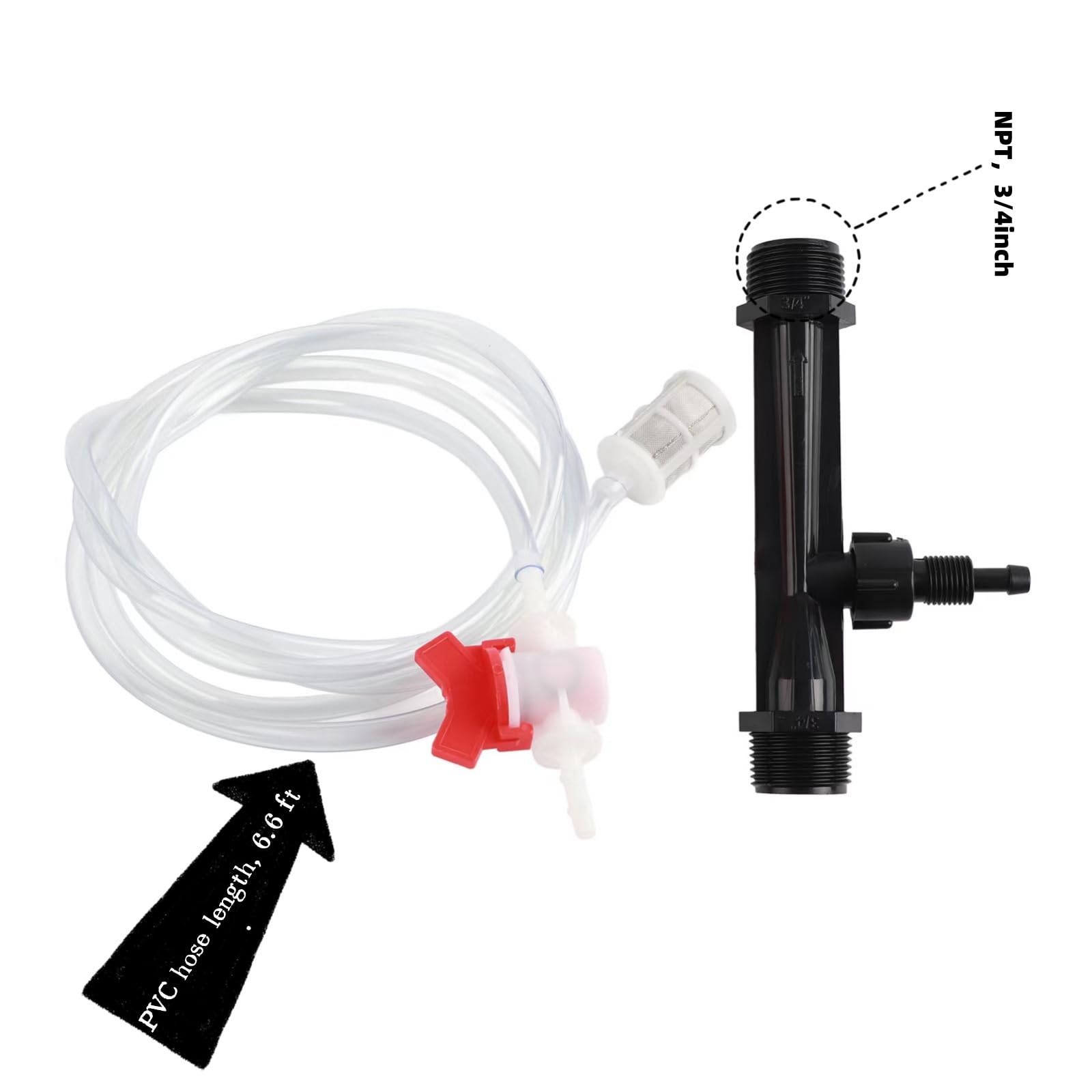 Inyector Venturi de PVC resistente al envejecimiento de 3/4 pulgadas, inyector Venturi para equipos de riego por goteo para aspirar fertilizantes en sistemas de riego agrícola, 2 juegos