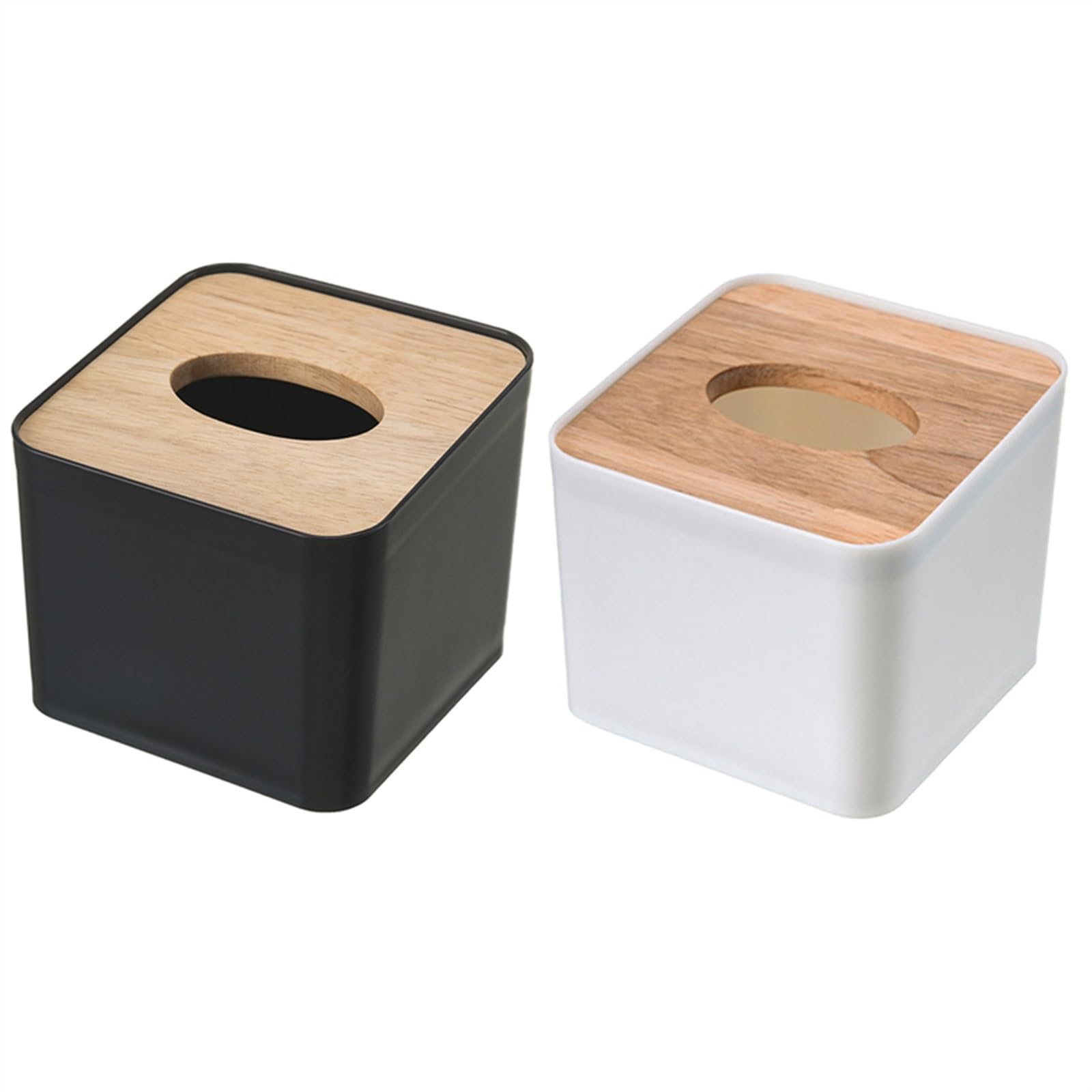 Pudełko na chusteczki Drewniany uchwyt na papier toaletowy, ręcznik papierowy, pudełko do przechowywania serwetek, dozownik na chusteczki, etui na chusteczki do domu i biura(Black)