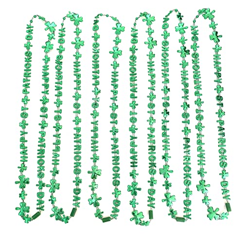 YSPPF Happy St. Patrick's Day Bead Necklace Irish Green Parade Party Gift Supplies (12 Pcs)