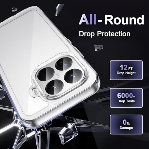 Image of Case for Xiaomi 15T Pro 5G, Military Grade Drop Protection Phone Case, Yellowing Resistant, Anti-Scratch Hard PC Back, Shockproof Hard Ultra-Thin Protective Cover, Clear