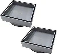 KIT 2 Ralo Oculto Sifonado 15cm x 15cm para Piso e Porcelanato (Cinza)