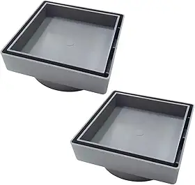 KIT 2 Ralo Oculto Sifonado 15cm x 15cm para Piso e Porcelanato (Cinza)