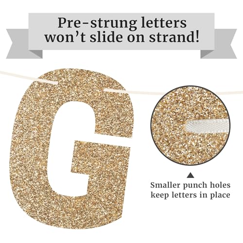 Image of Pre-Strung 50 Never Looked So Good Banner - Gold 50th Birthday Banner | No DIY - Pre-Strung on 10 ft Strands - Gold Glitter Birthday Party Decorations for Men & Women - Funny Bday Decor