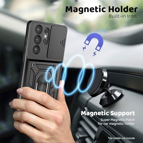 Image of Tough Armor Bumper Back Cover Case for Samsung Galaxy S26 Ultra 5G | Sliding Camera Cover, Kickstand & Ring Holder 360 Degree Protection Back Cover Case for Samsung S26 Ultra 5G - Black