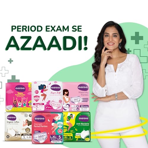 Image of Evereve Anti Bacteria Period Panty for Girls & Women, (L-XL), 10 Pcs, 360 Degree Overnight Coverage, 99.9% Bacteria Free, High Absorbency for Heavy Flow, Maternity Postpartum Disposable Panty