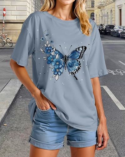 Women’s Oversized Graphic Tees Vintage Casual Drop Shoulder T-Shirt Print Summer Holiday Loose Fit Tops4