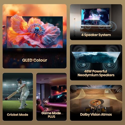 Image of Hisense 108 cm (43 Inches) 4K Ultra HD Smart QLED TV | 48W Powerful Speakers | Dolby Atmos & HDR10+ | ALLM, VRR & Game Mode | Cricket Mode | AI 4K Upscaler | VIDAA OS | 43E75Q (Black)