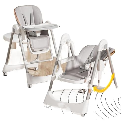ベビーチェア ハイチェア&ローチェア 折りたたみ 3段テーブル付き 調節可能 移動便利 5点式ベルト ベビー椅子 赤ちゃん食事 出産祝い 6か月〜5歳 H22 (グレー)