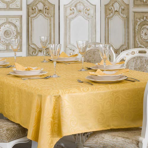 BGEUROPE Oro - Mantel DE Lujo Anti-Stain Tratamiento - Grande - Ref, Lyon, Dorado, 59 x 137 (150 x 350cm) Cover