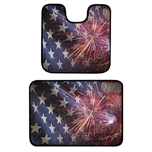 2-teiliges Badezimmerteppich-Set – Haifisch-Fisch-Galaxie, rutschfeste Badematten, waschbarer WC-Vorleger für Badewanne…