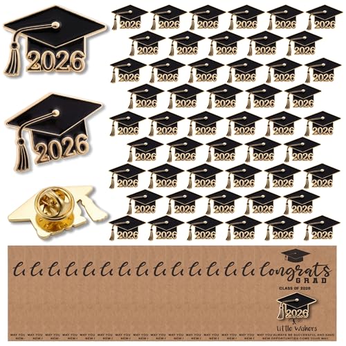 SINCCO 25 Pcs Class Of 2026 Graduation Pins Bulk Enamel Lapel Pins Graduation Souvenirs Cap Badge Pin Graduation Party Favors Gifts for Students Colleges Guests Decoration Accessories