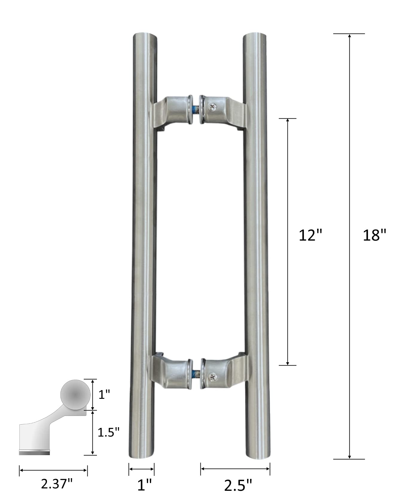 NHN Tirador de puerta de acero inoxidable de doble cara para puertas de acero, aluminio y vidrio, acabado de acero inoxidable cepillado (18 pulgadas, acero inoxidable satinado)