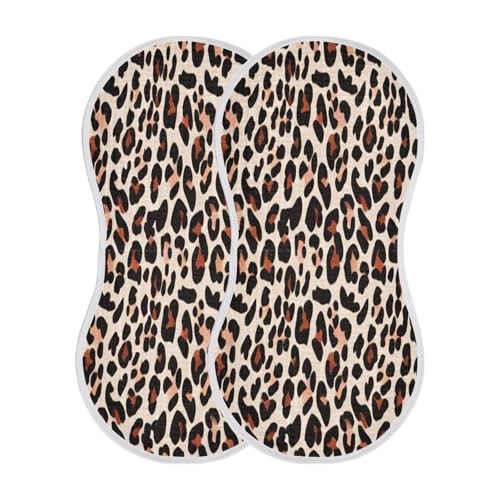 Leopard Print Plant Burp Cloths Cotton Baby Washcloths,Large 22x11in Burping Cloth Absorbent and Soft for Newborn Baby Boys and Girls,4 Pack2