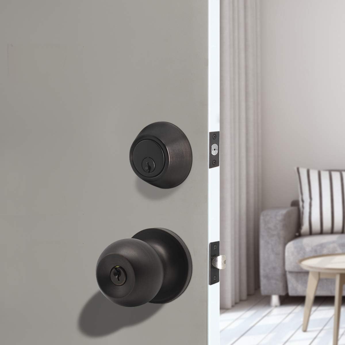 Get Discount Offer Round Ball Entry Door Knob and Single Cylinder Deadbolt Combination Locksets,Oil Rubbed Bronze Finished, Keyed Alike Entrance Door Locks,Universal for Right and Left Handed Doors,3Pack Up To 40% OFF Round Ball Entry Door Knob and Single Cylinder Deadbolt Combination Locksets,Oil Rubbed Bronze Finished, Keyed Alike Entrance Door Locks,Universal for Right and Left Handed Doors,3Pack