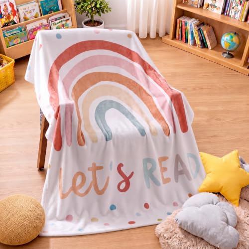 Buryeah Back to School 50'' x 60'' Rainbow Read Throw Blanket Classroom Reading...