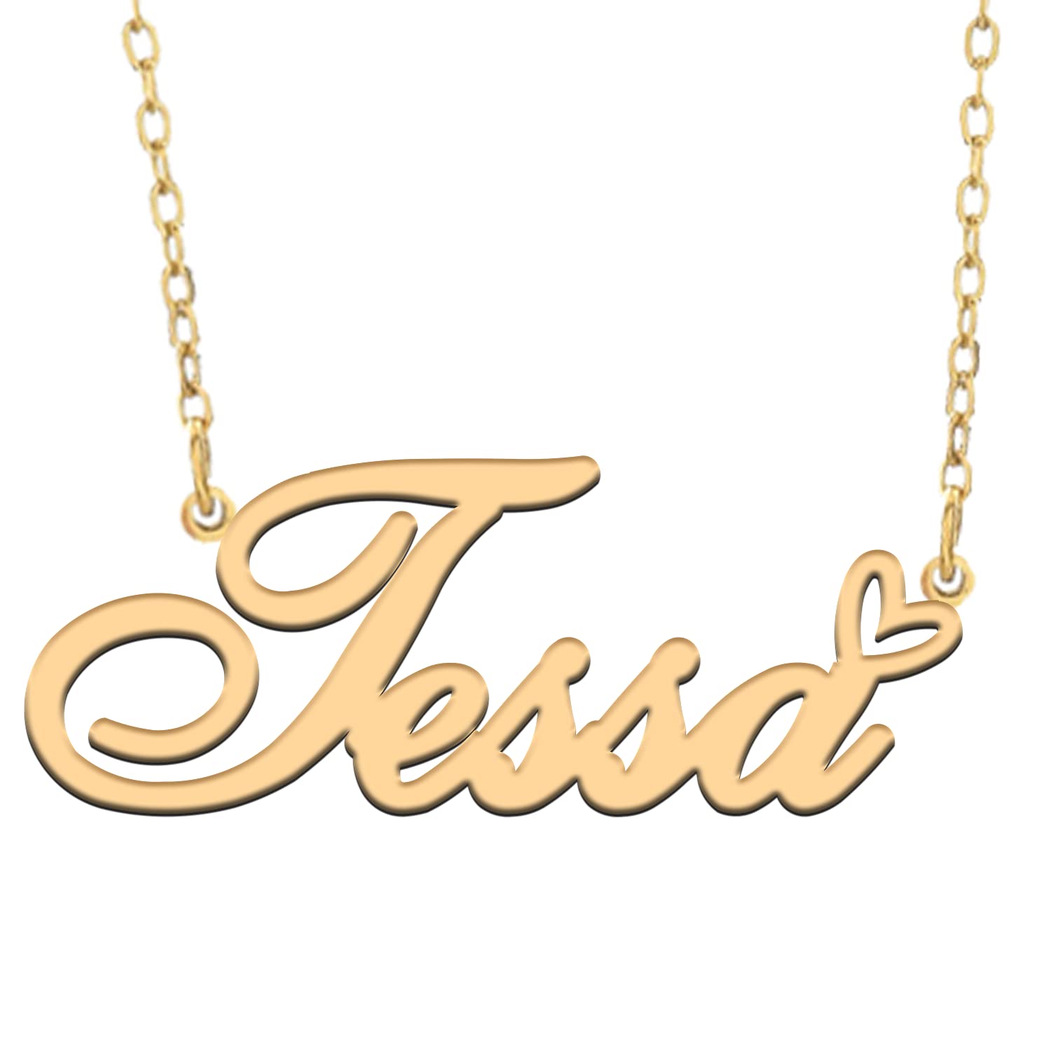 RONKAHSHOW Custom Pendant Name Necklace Customized Personalized 18K Gold with Heart Necklace Best Gift for Women New Year Birthday Mother’s day Christmas wedding Party Gold