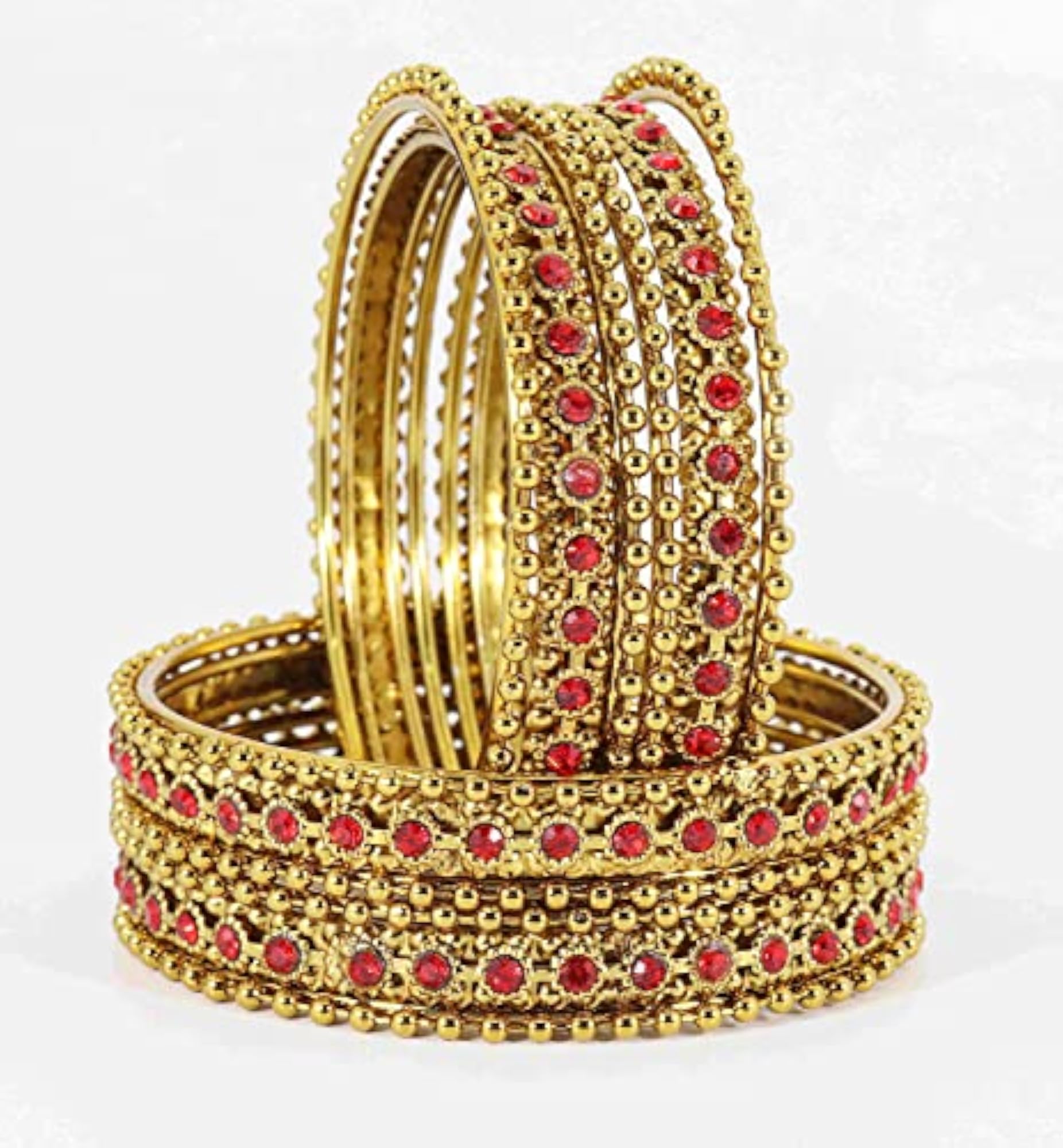Zircon Gemstone Studded Glossy Base Metal Bangle Set