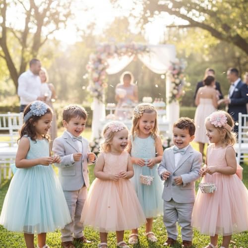 Image of Alvero Designer Floral Baby Girl Bow Headband, Soft Stretchable Satin Hairband, Elegant Lace & Satin Ribbon Hair Accessory for Newborns and Toddlers (Pack of 3 Pc) (Pastel Blue, Champagne Gold, Blush Peach)