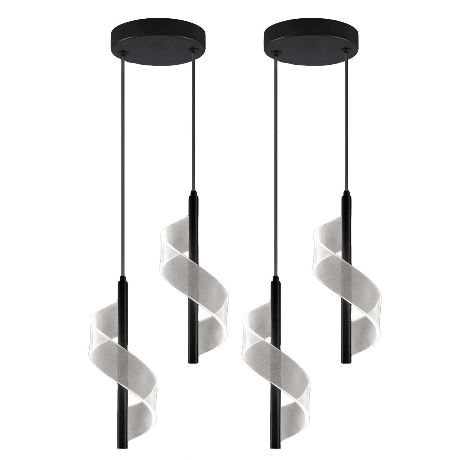 Nowoczesna złota lampa wisząca LED z 2 głowicami, akrylowa wstążka designerska, minimalistyczny żyrandol do kuchni, sypialni, jadalni, 10 W, regulowana wysokość 138 cm