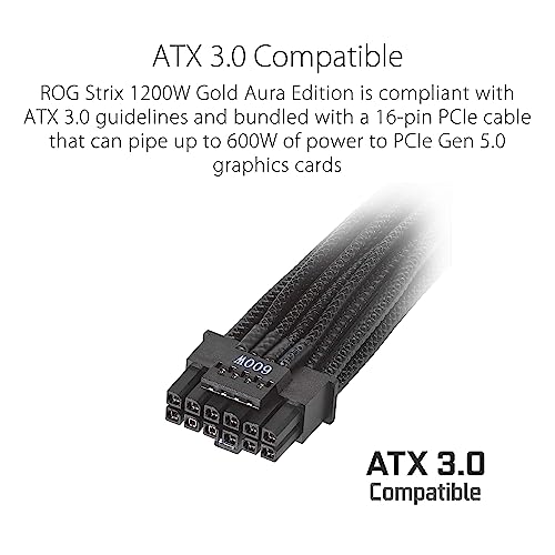 ASUS ROG Strix 1200W Gold Aura Edition (voll modulares Netzteil, 80+ Gold Zertifiziert, ATX 3.0, Cybenetics Lambda A+ Zertifizierung… – Ansicht 5