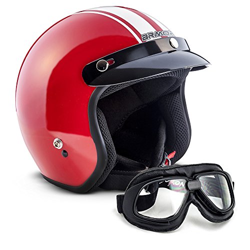 Armor Helmets AV-47 Set Casque Moto Jet, Rouge, XXL (63-64cm)