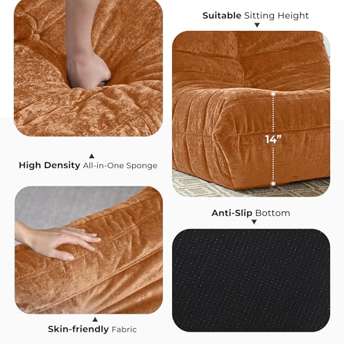 Image of HABUTWAY Giant Bean Bag Chairs Lazy Sofa for Adults,Single,Brown | Bean Bag Sofa with Filler Faux Fur, Memory Foam Bean Bag Fireside Lazy Sofa Couches for Living Room, Bedroom, Office