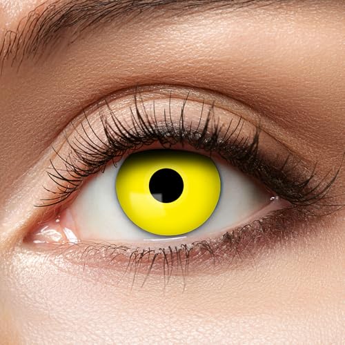 Zoelibat farbige Kontaktlinsen Gelb ohne Stärke, Crow Eye, 1 Paar Wochenlinsen, weiche Augenlinsen für Halloween, Karneval und Fasching