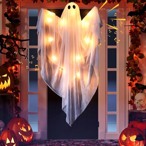 Fantasmas de Halloween suspendables y luminiscentes con efectos de sonido 3
