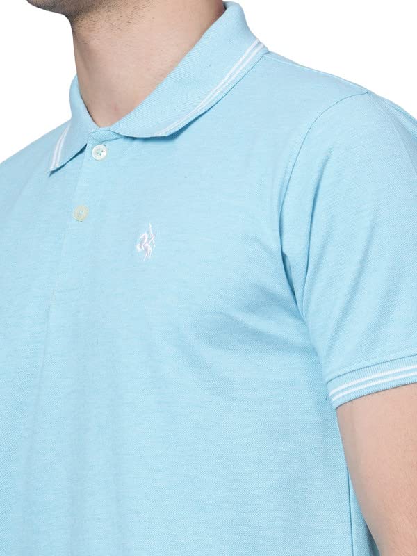 Image of Cantabil T-Shirt for Men l Breathable & Soft with Color Fastness Regular Fit Polo Neck Cotton Blend Fabric Solid Pattern